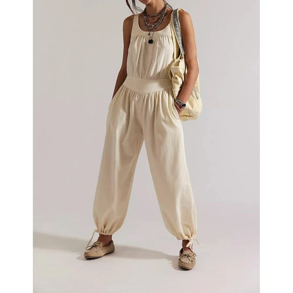 Free People We The Free Vintage Heirloom One-Piece Jumpsuit Smocked XS 287987